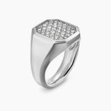 Streamline® Signet Ring Sterling Silver with Diamonds, 18mm