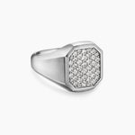 Streamline® Signet Ring Sterling Silver with Diamonds, 18mm