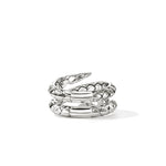 Naga Ring, Sterling Silver, Diamonds, Wide