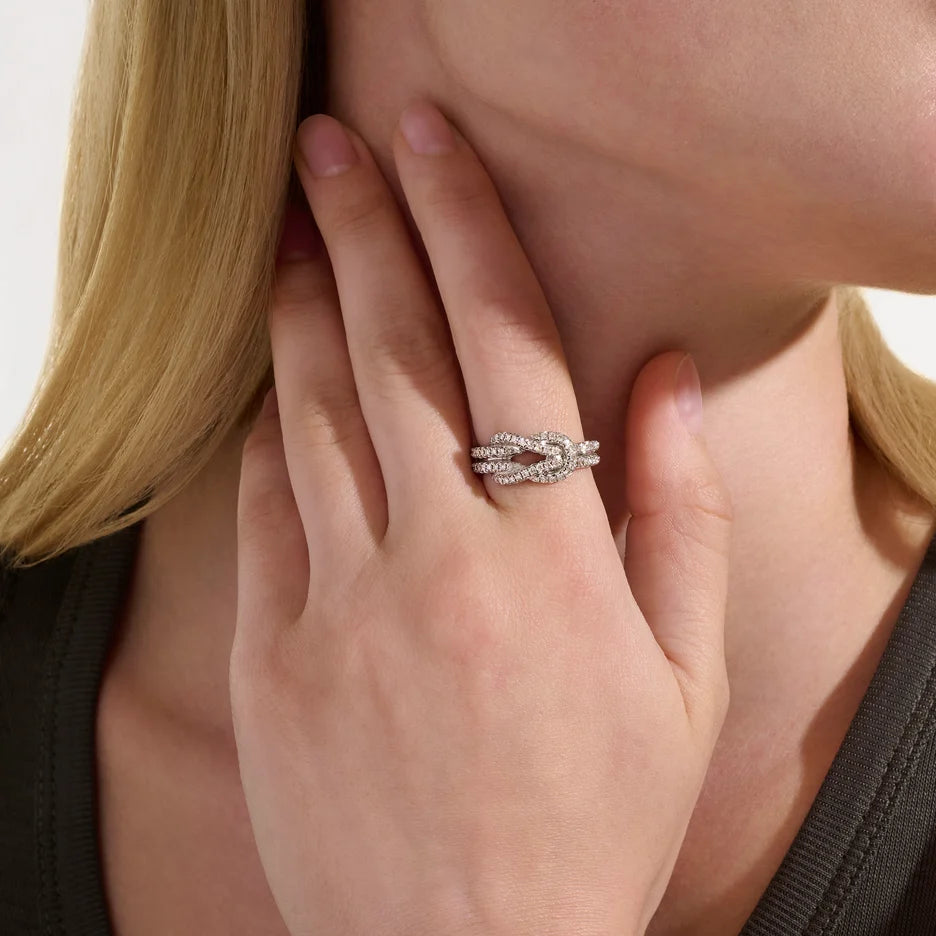Love Knot Ring, Sterling Silver, Diamonds