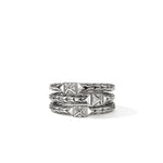 Icon Stud Triple Row Ring, Sterling Silver, Diamonds