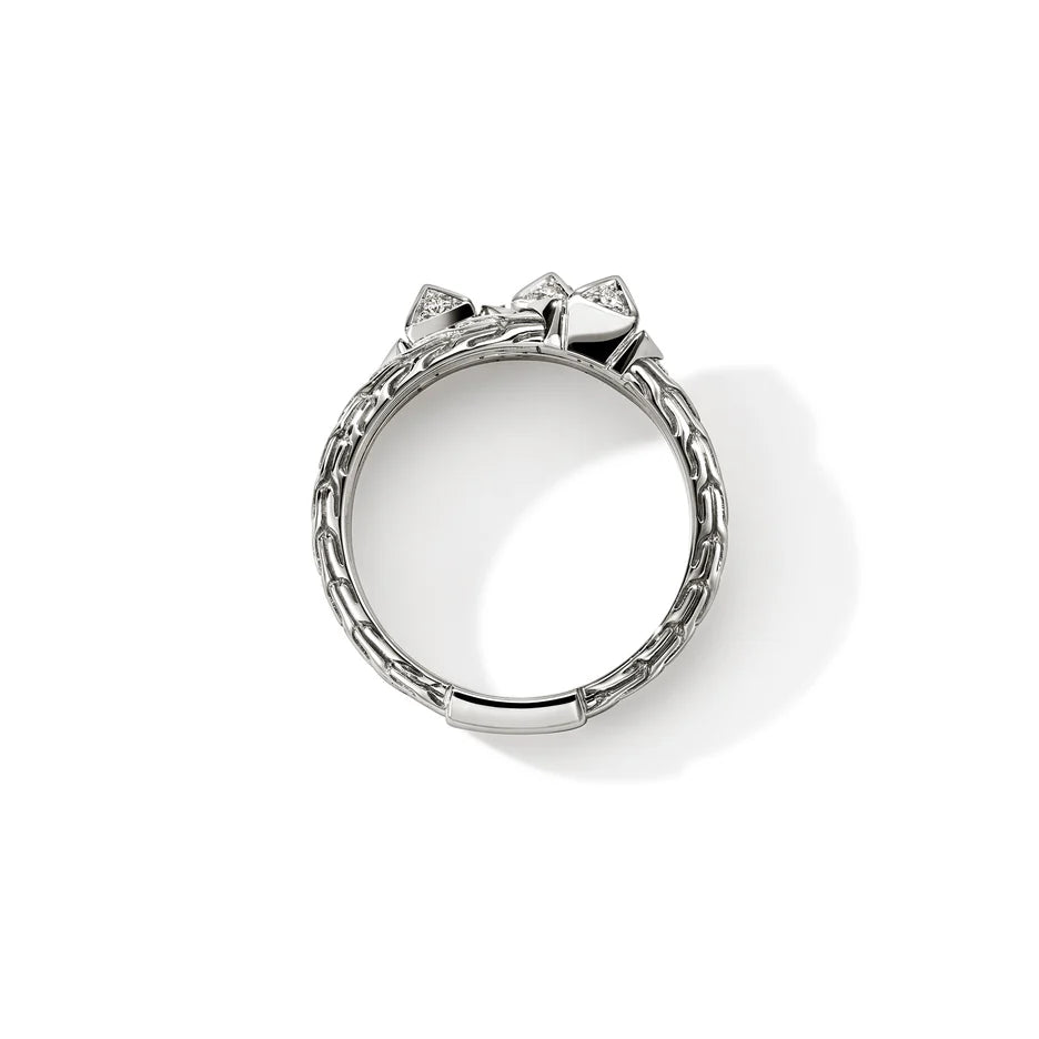 Icon Stud Triple Row Ring, Sterling Silver, Diamonds