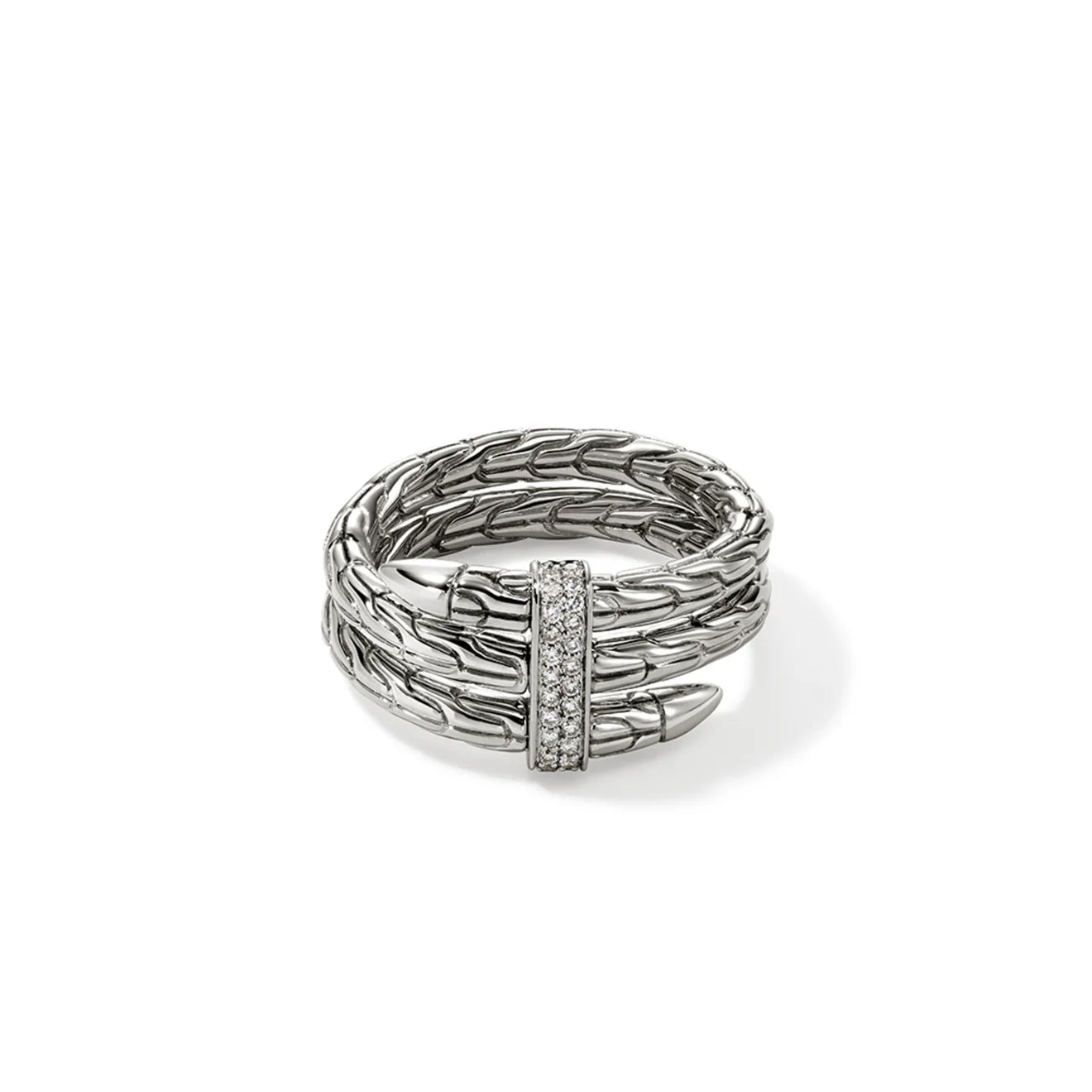 Spear Ring, Sterling Silver, Diamonds, Wide