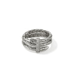 Spear Ring, Sterling Silver, Diamonds, Wide
