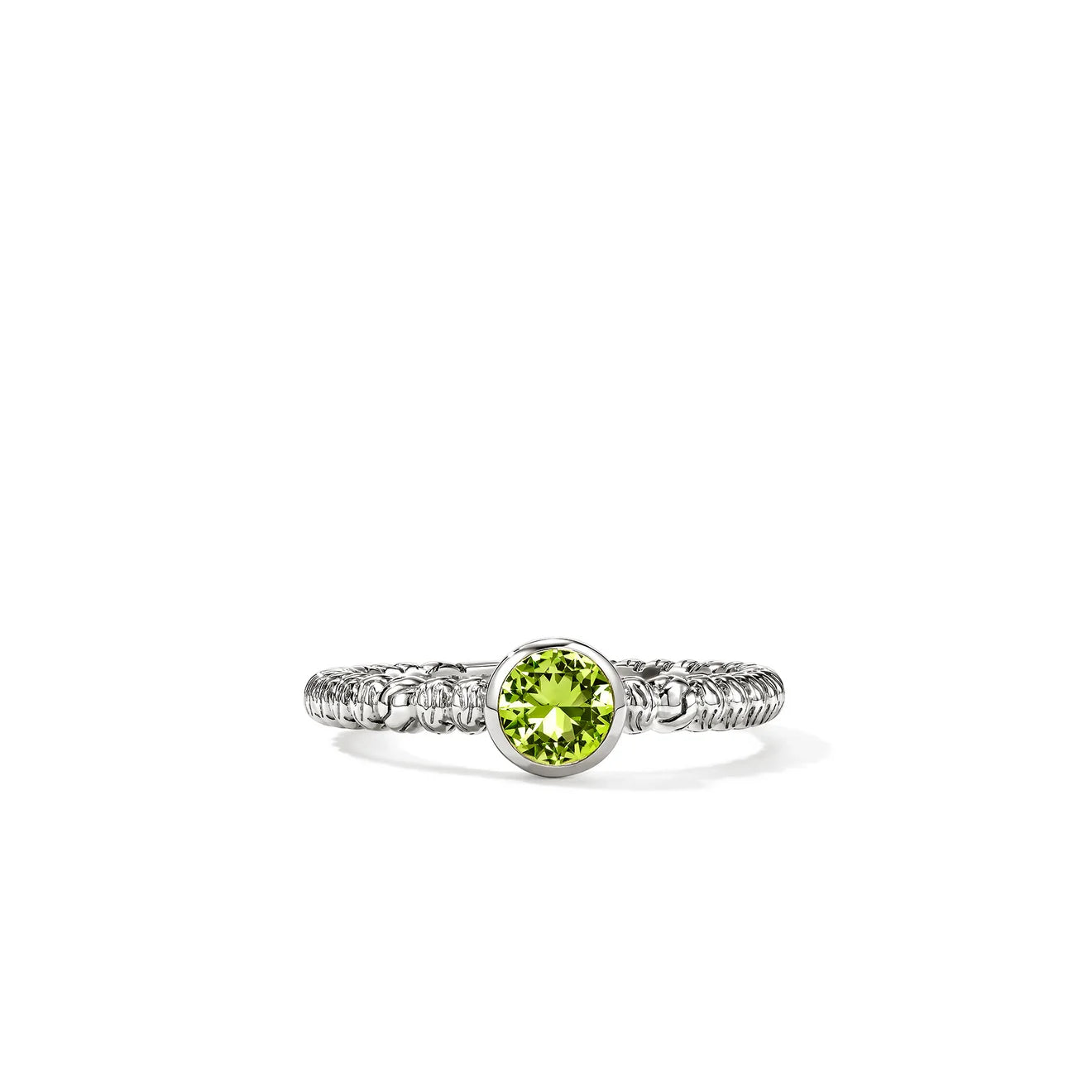 Heishi Gem Ring, Sterling Silver, Peridot