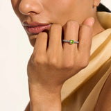 Heishi Gem Ring, Sterling Silver, Peridot