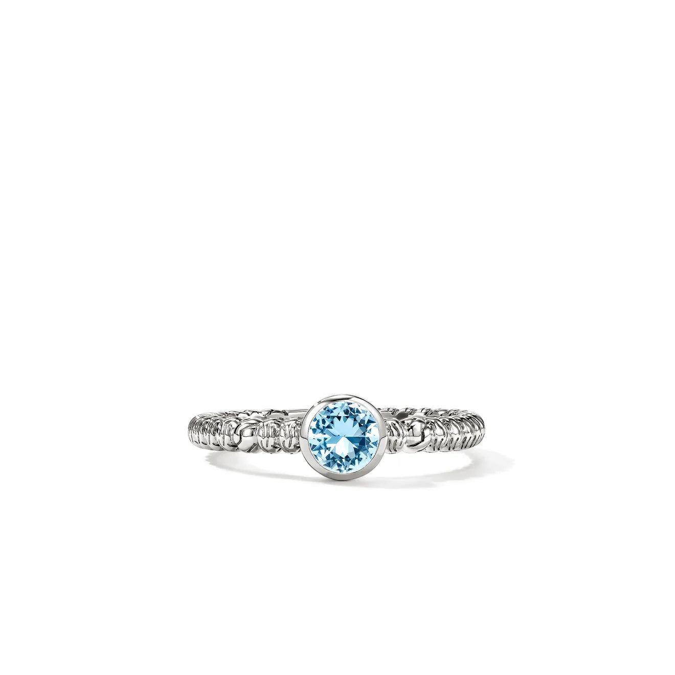 Heishi Gem Ring, Sterling Silver, Swiss Blue Topaz