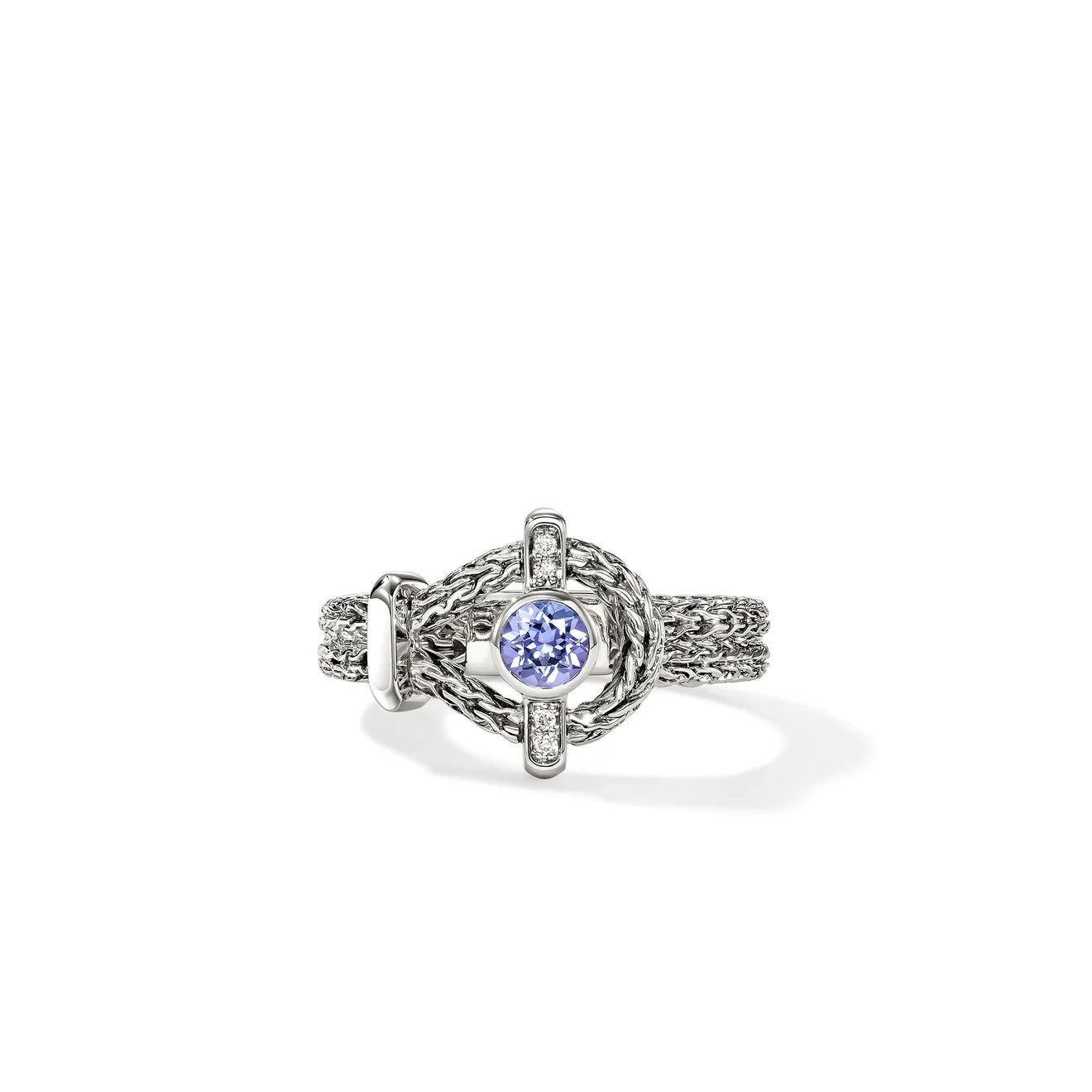 Icon Ring, Sterling Silver, Tanzanite, Diamonds, 4MM