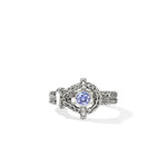 Icon Ring, Sterling Silver, Tanzanite, Diamonds, 4MM