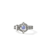 Icon Ring, Sterling Silver, Tanzanite, Diamonds, 4MM