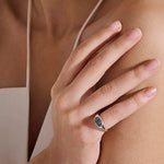 Pebble Ring, Sterling Silver, Black Sapphire