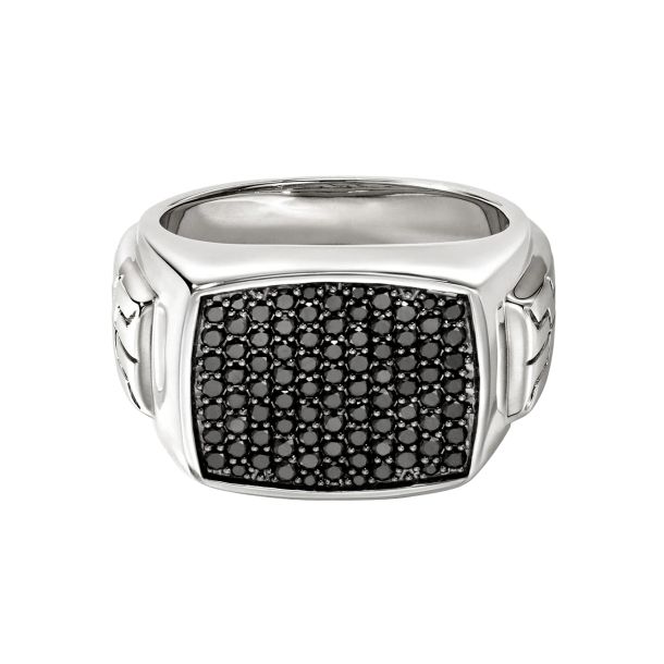 Black Sapphire Sterling Silver Signet Ring