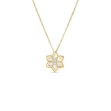 18K Yellow Gold Vernazza Diamond and Mother of Pearl Flower Long Necklace