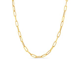 18K Yellow Gold Alternating Polished & Fluted Paperclip Link 34" Chain