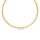 18K Yellow Gold Navarra Single Large Pave Diamond Link Necklace