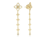 18K Yellow Gold Principessa Diamond Flower Dangle Earrings