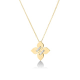 18K Yellow & White Gold Love in Verona Medium Diamond Flower Necklace