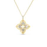 18K Yellow Gold Venetian Princess Pirouette Diamond and Mother of Pearl Flower Necklace