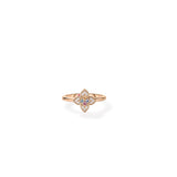 18K Rose Gold Venetian Princess Carnival Pave Diamond & Mixed Stones Small Flower Ring