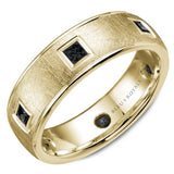 Bleu Royale 7.5mm Men’s Wedding Band in 14K Yellow Gold with Princess-Cut Black Diamonds (.60ctw)