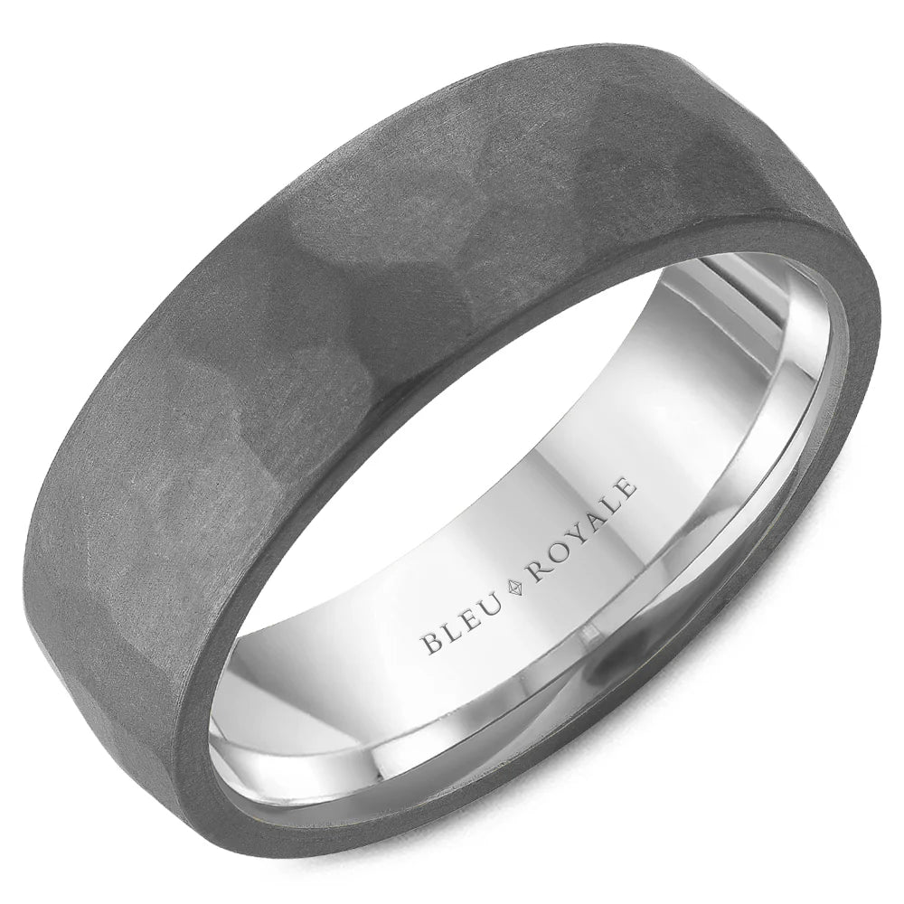 Men’s 7mm Wedding Band in 14K White Gold and Tantalum