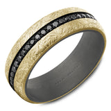 Bleu Royale 7mm Men’s Wedding Band in 14K Yellow Gold & Tantalum with Black Rhodium-Set Diamonds (.74ct)