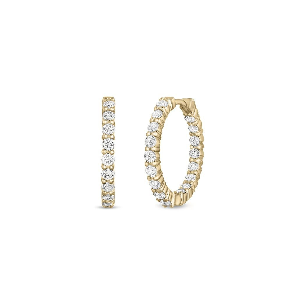 18K Yellow Gold Diamond Inside-Out Hoop Earrings