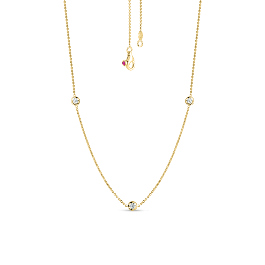 18K GOLD DIAMONDS BY THE INCH 3 STATION NECKLACE