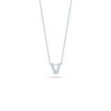 18K White Gold Tiny Treasures Diamond Love Letter “V” Necklace