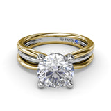 18K Yellow & White Gold Semi-Mount Engagement Ring
