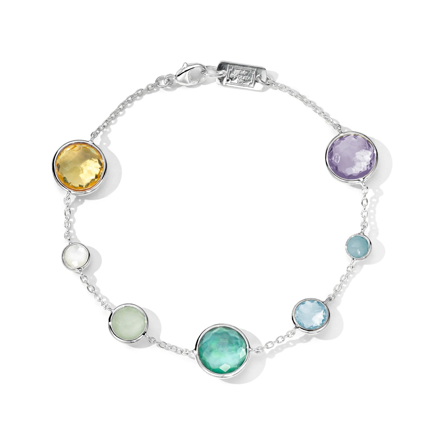 7-Stone Link Bracelet 925 silver in Limpido
