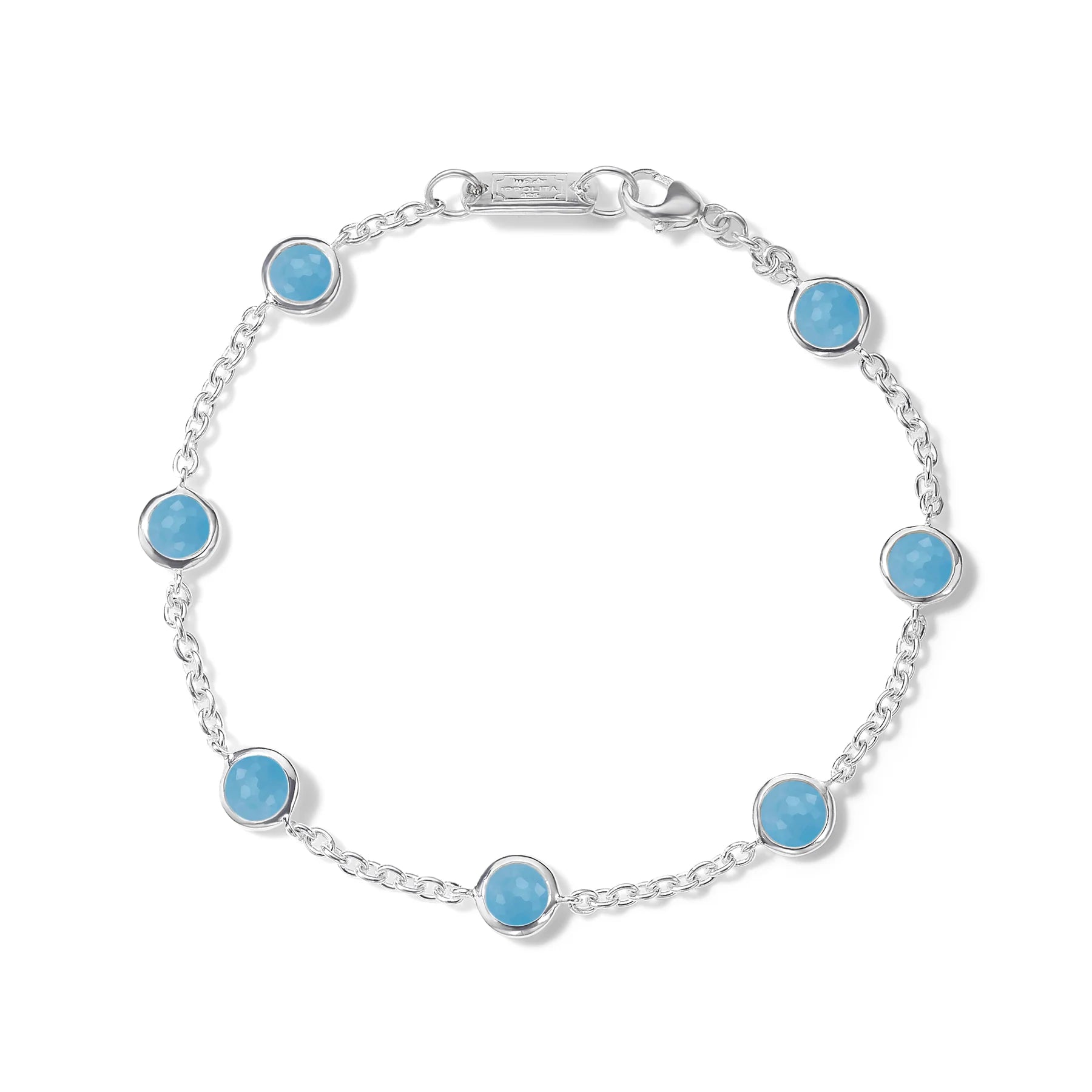 Confetti Bracelet 925 silver in Dyed light blue jade