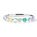 Stone Row Hinged Bangle 925 silver in Limpido