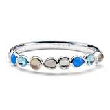 Stone Row Hinged Bangle 925 silver in Lucente