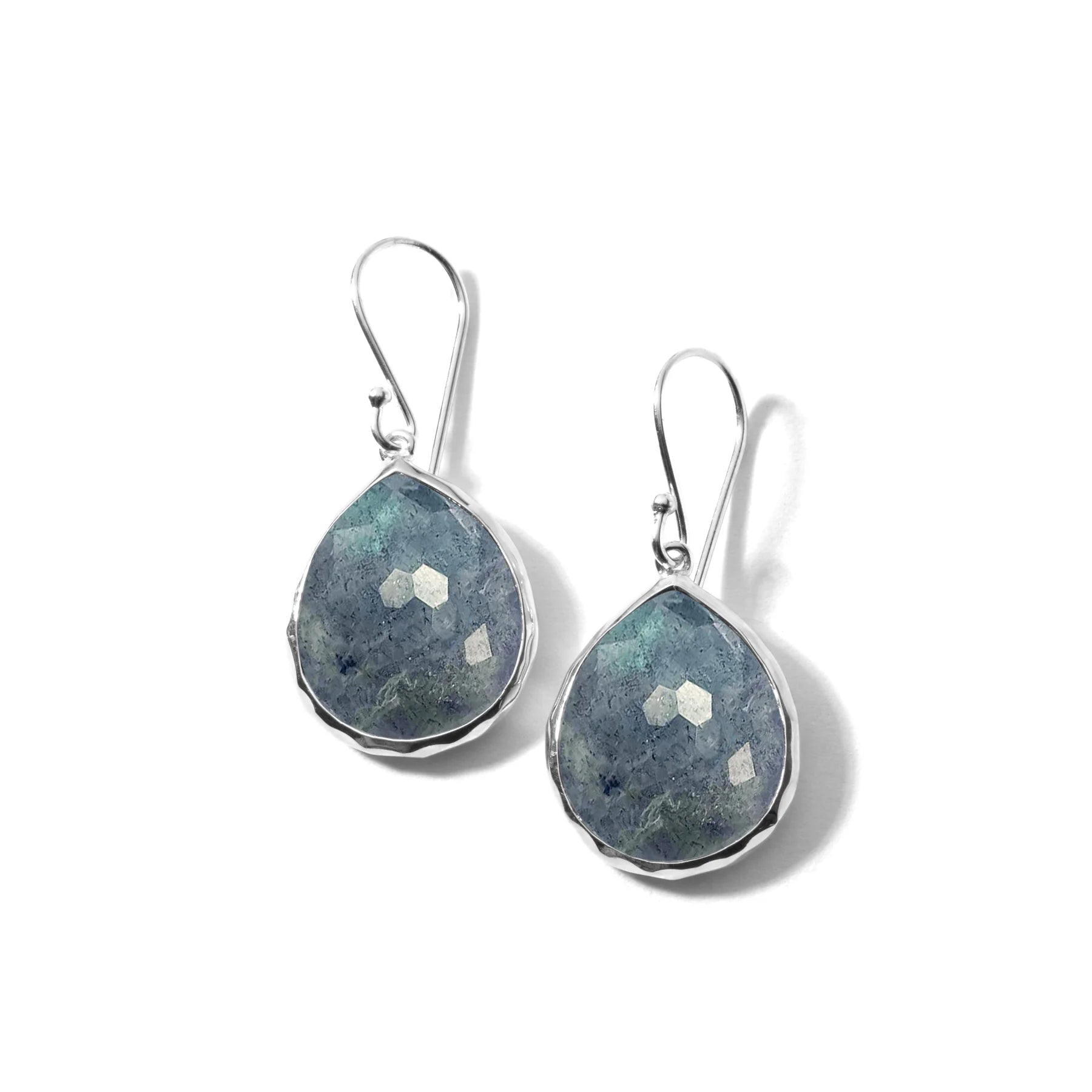 Rock Candy Teardrop Earrings 925 silver in Rock crystal and labradorite doublet