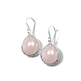 Teardrop Earrings 925 silver in Rose quartz over mop doublet