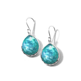 Teardrop Earrings 925 silver in Rock crystal mop dyed green agate triplet
