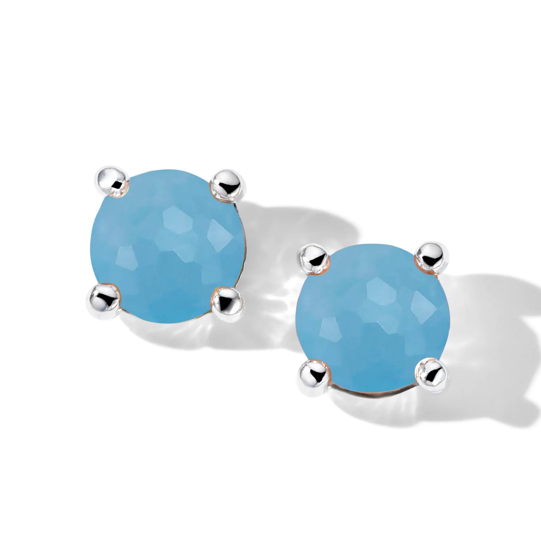 Mini Stud Earrings 925 silver in Dyed light blue jade