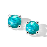Mini Stud Earrings 925 silver in Rock crystal mop dyed green agate triplet