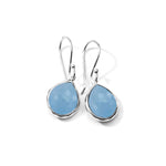 Sterling Silver Rock Candy Teeny Teardrop Earrings 925 silver in Dyed light blue jade