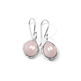 Teeny Teardrop Earrings 925 silver in Rose quartz over mop doublet