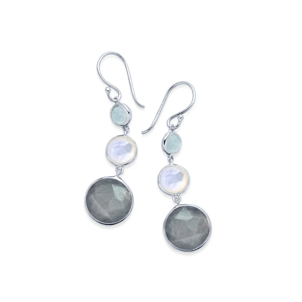 Lollitini 3-Stone Drop Earrings 925 silver in Lucente