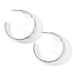 Medium Hammered Hoop Earrings With Tapered Ends