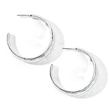 Medium Hammered Hoop Earrings With Tapered Ends