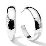Medium Hammered Hoop Earrings With Tapered Ends