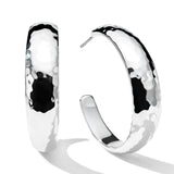 Medium Hammered Hoop Earrings With Tapered Ends