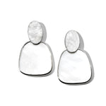Mother of Pearl Crinkle Oval Post Earrings in Sterling Silver
