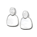Mother of Pearl Crinkle Oval Post Earrings in Sterling Silver