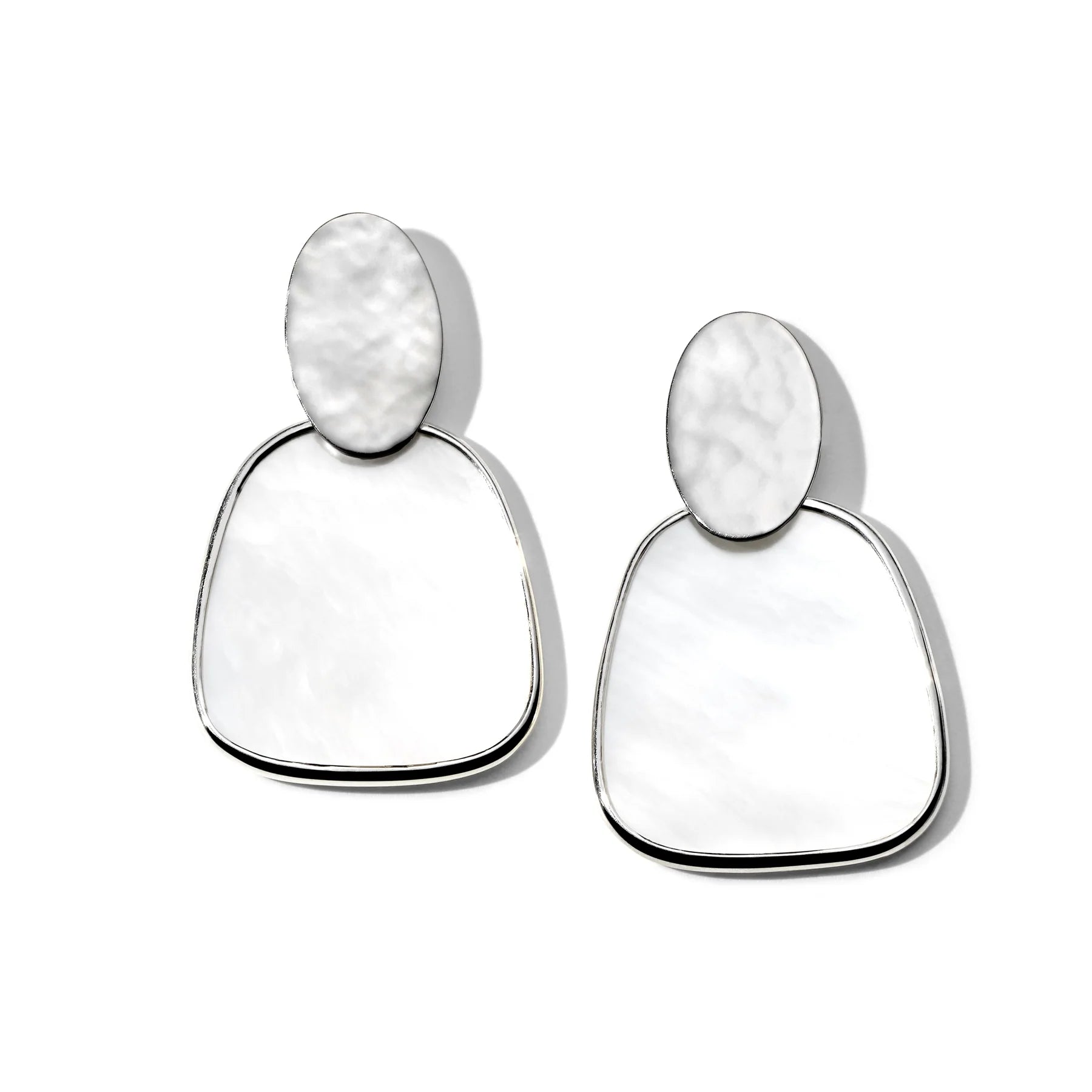 Mother of Pearl Crinkle Oval Post Earrings in Sterling Silver