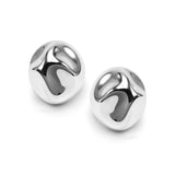 Sculpted Large Pinch Stud Omega Earrings 925 silver